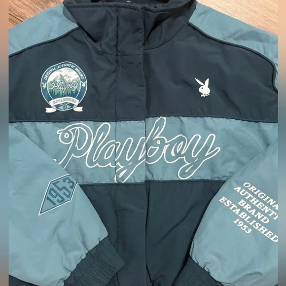 Playboy By PacSun Ski Puffer Jacket in Navy & Grey. Size M/L. - Picture 7 of 16